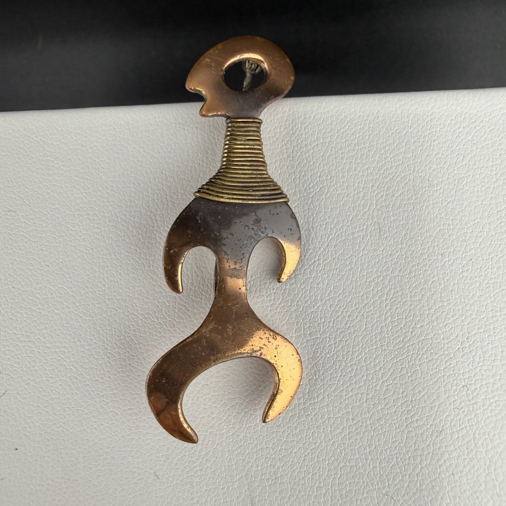 Vintage Hogan‎ Bolas Brooch MCM Copper Brass